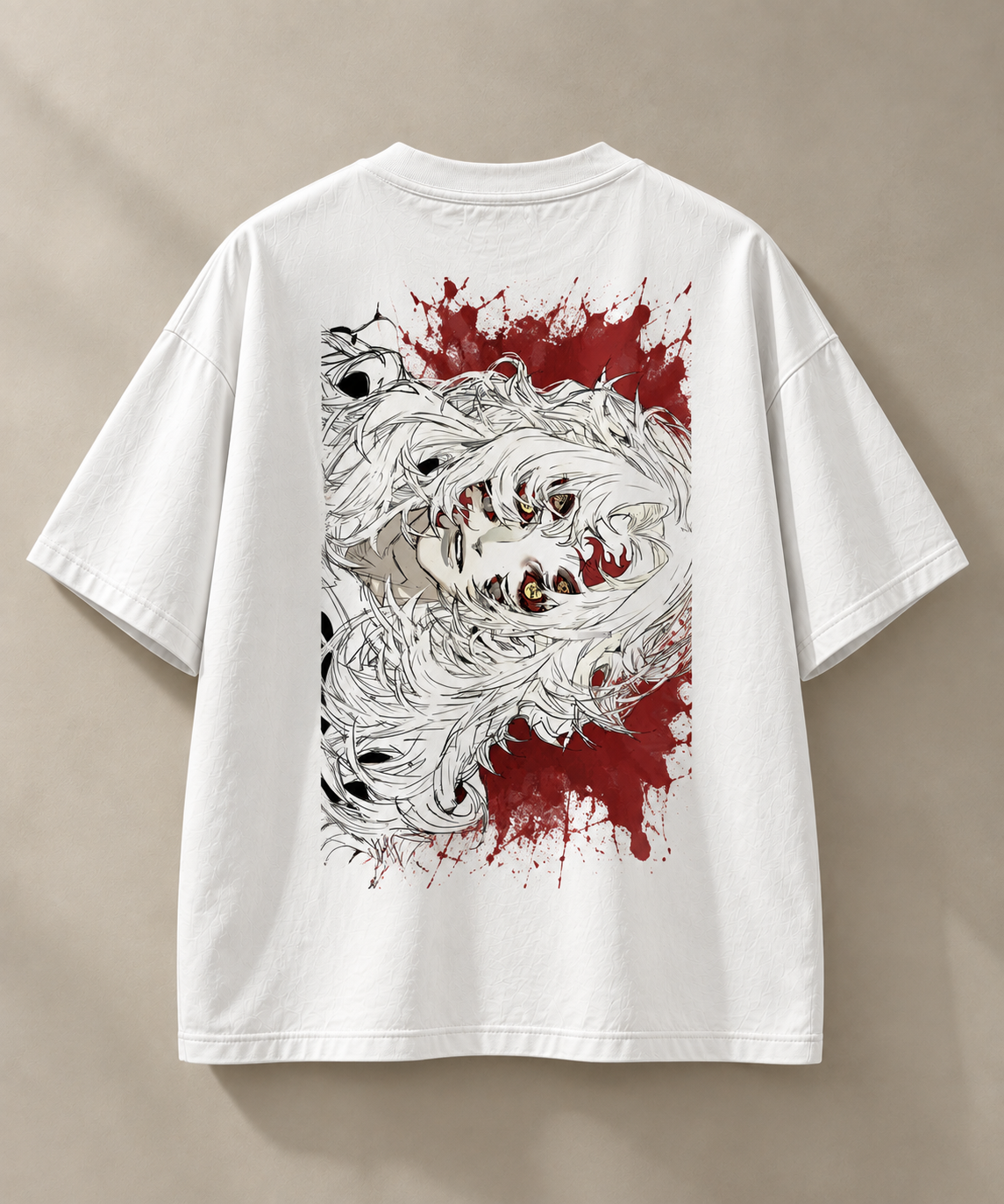 White Anime Graphic Oversized T-Shirt
