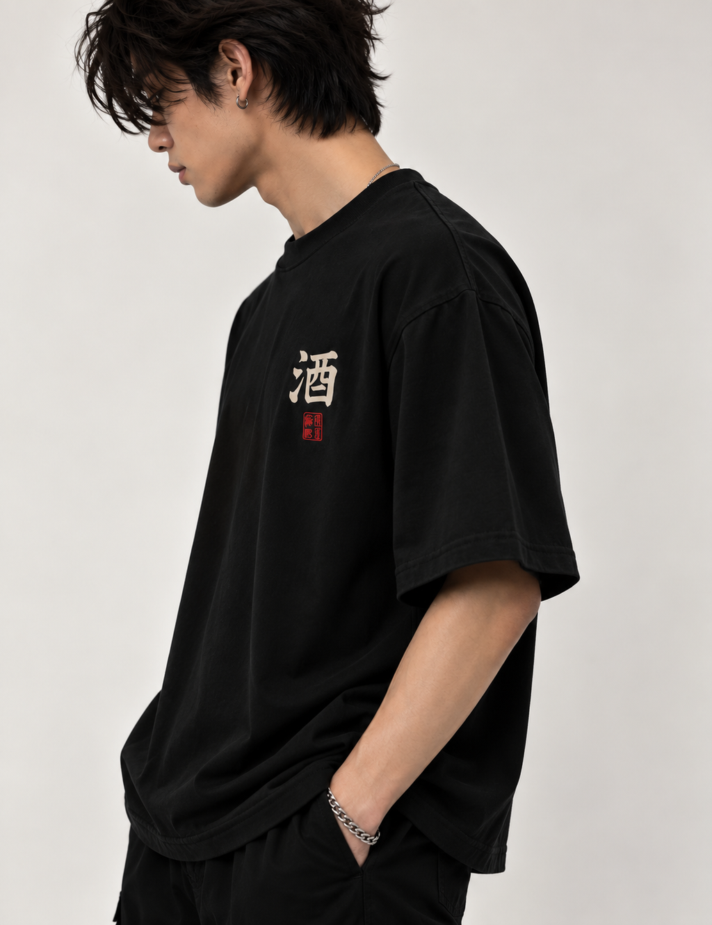 Sake Japanese Script Oversized T-Shirt