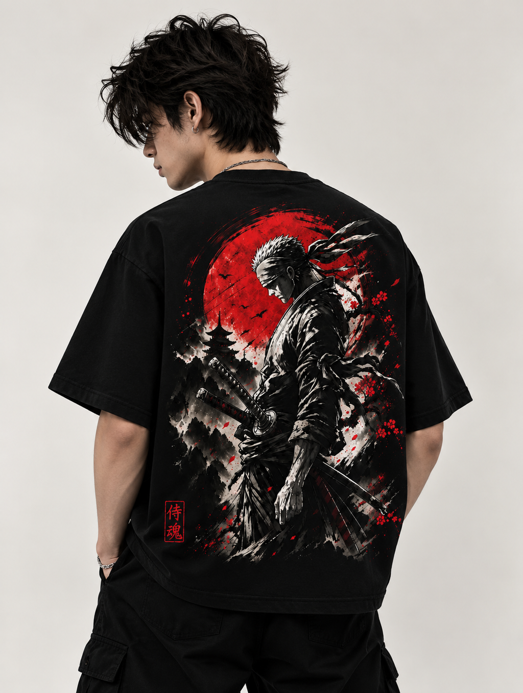 Sake Japanese Script Oversized T-Shirt