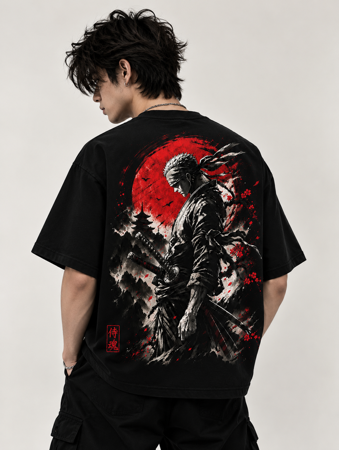 Sake Japanese Script Oversized T-Shirt
