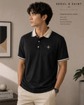 Tipped Star Polo — Black × Cream