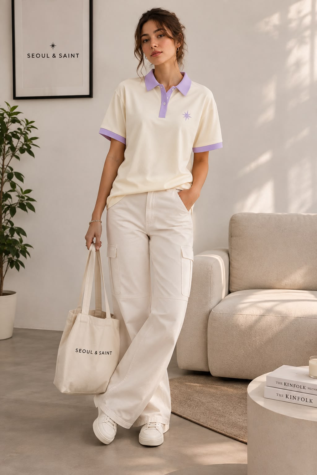Star Contrast Oversized Polo