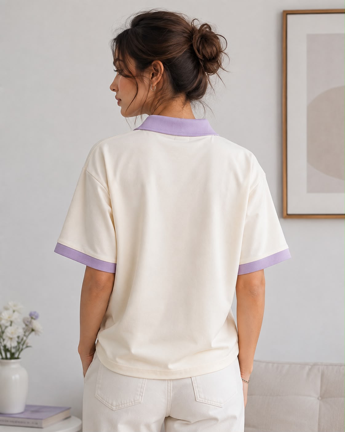 Star Contrast Oversized Polo