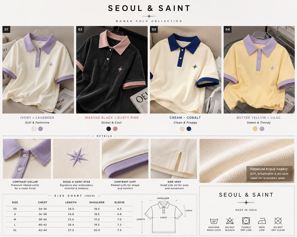 Star Contrast Oversized Polo